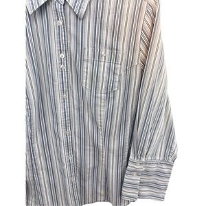 Riders 3/4 sleeve striped button up blouse size large